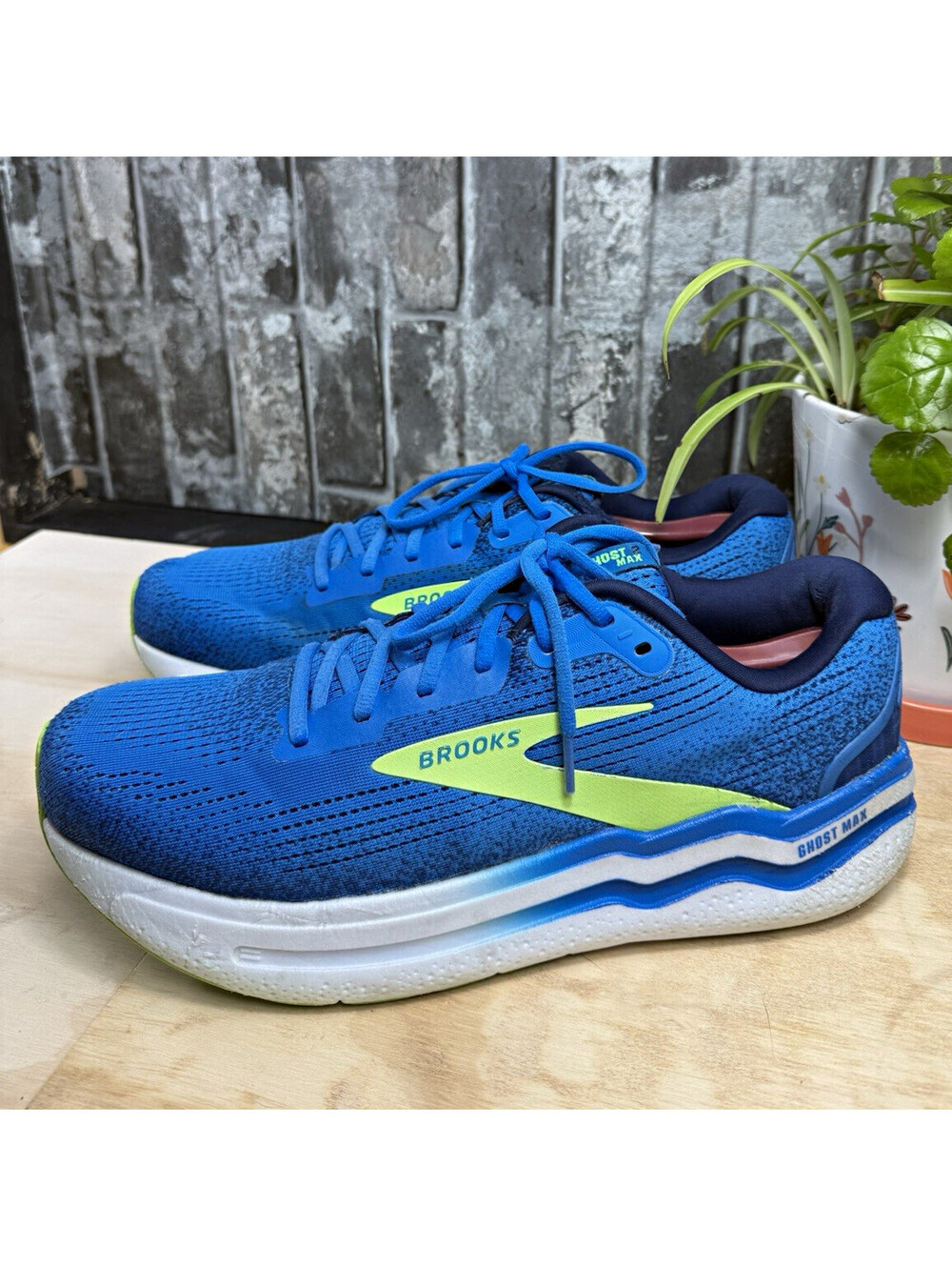 Brooks Ghost Max Men’s Running Shoes Breathable Mesh Blue/Green/White US 13 D